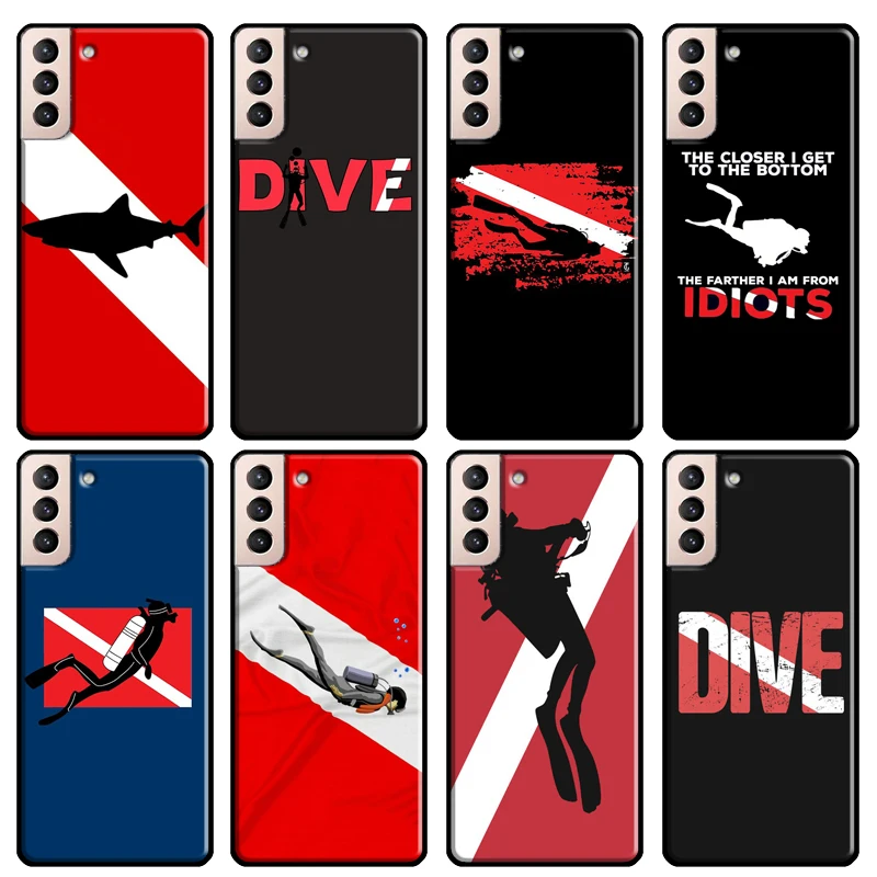 Dive Scuba Diver Shark Diving Soft Cover For Samsung Galaxy S20 FE S8 S9 S10 Plus Note 10 Note 20 S21 Ultra Back Case