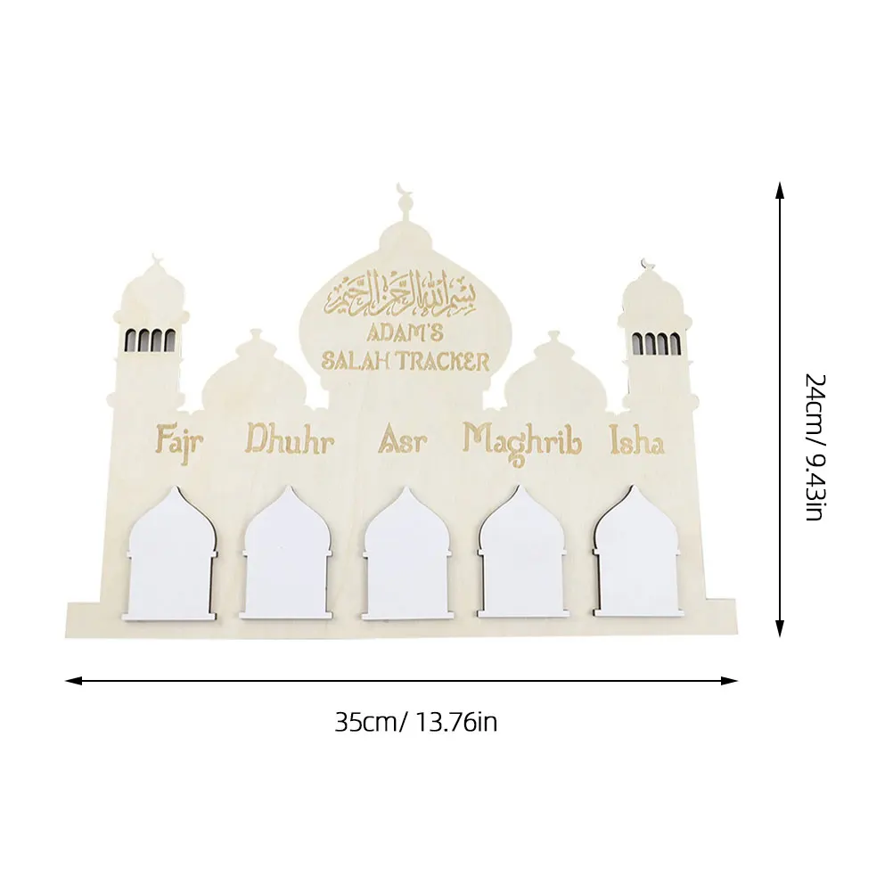 

Wooden Castle Calendar Wall Hanging Countdown Decor Ramadan Festival Home Office nament Reusable Craftsmanship