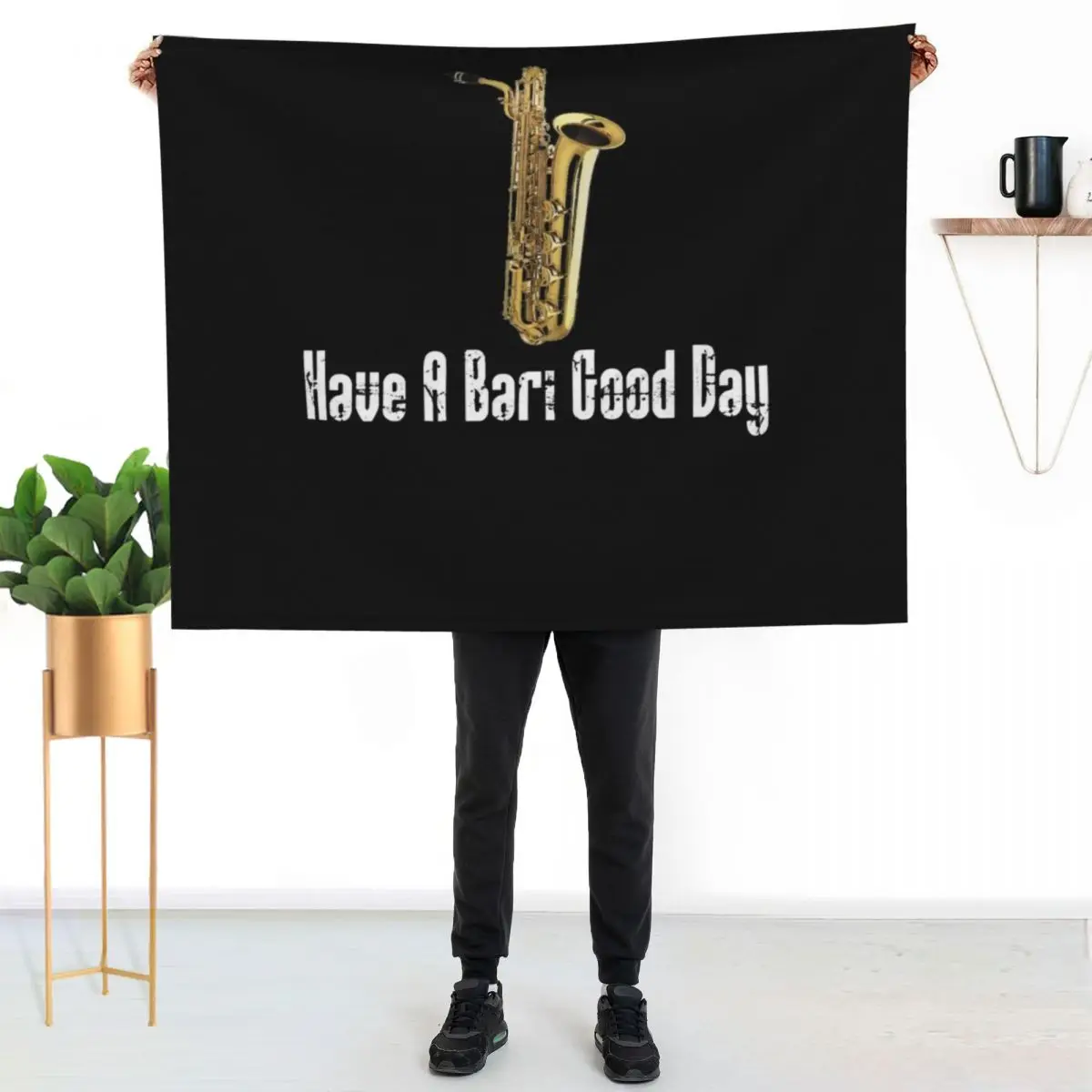 Funny Baritone Saxophone - Funny Saxophone Gifts - Have A Bari Good Day Throw Blanket Luxury St Plaid Soft Plaid Blankets