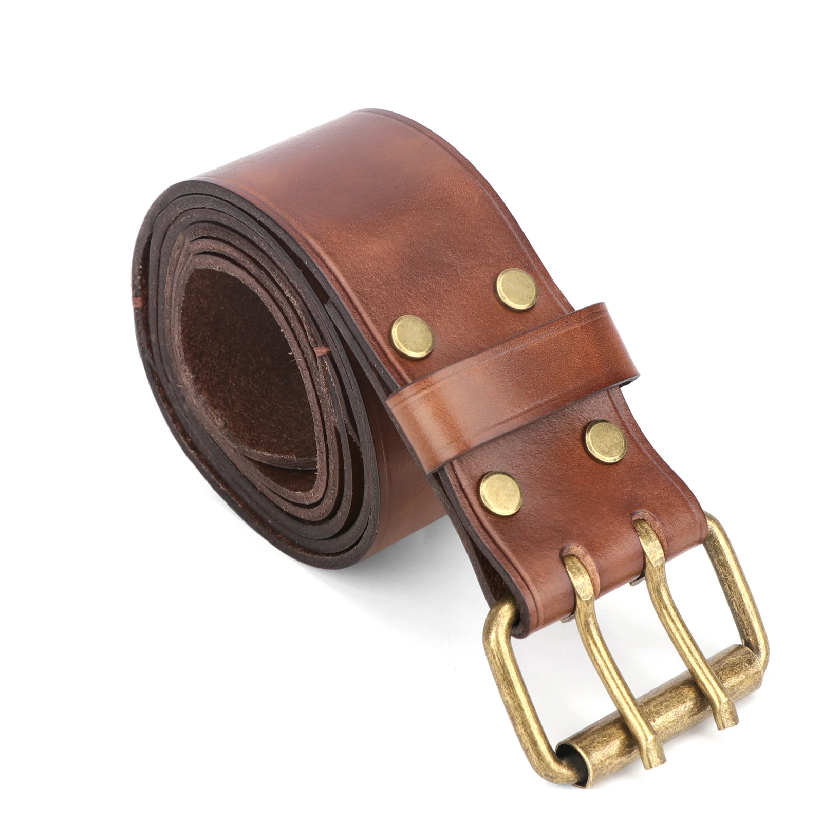 Tourbon Thick Genuine Leather Heavy Duty Waist Belts Tools Men\'s Belt Workshop Belts 82.5-120cm  Woodworker Electrician Brown