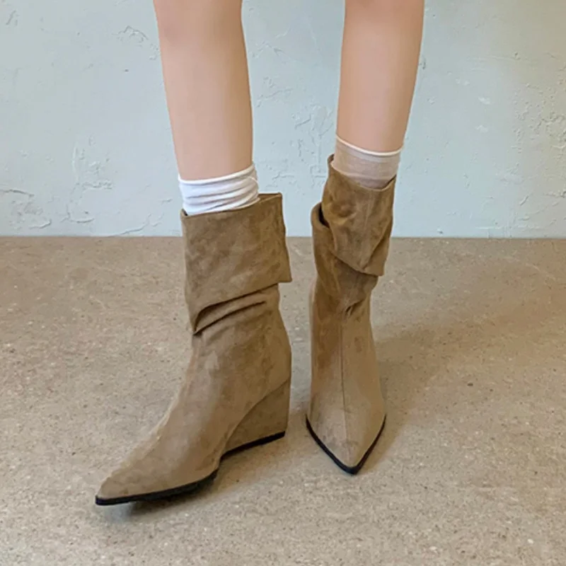 *Modische, elegante, sexy, warme, lässige Damenstiefel im neuen Stil, Winter-Bestseller, bequeme, spitze, hochhackige Kurzstiefel – Detail 7