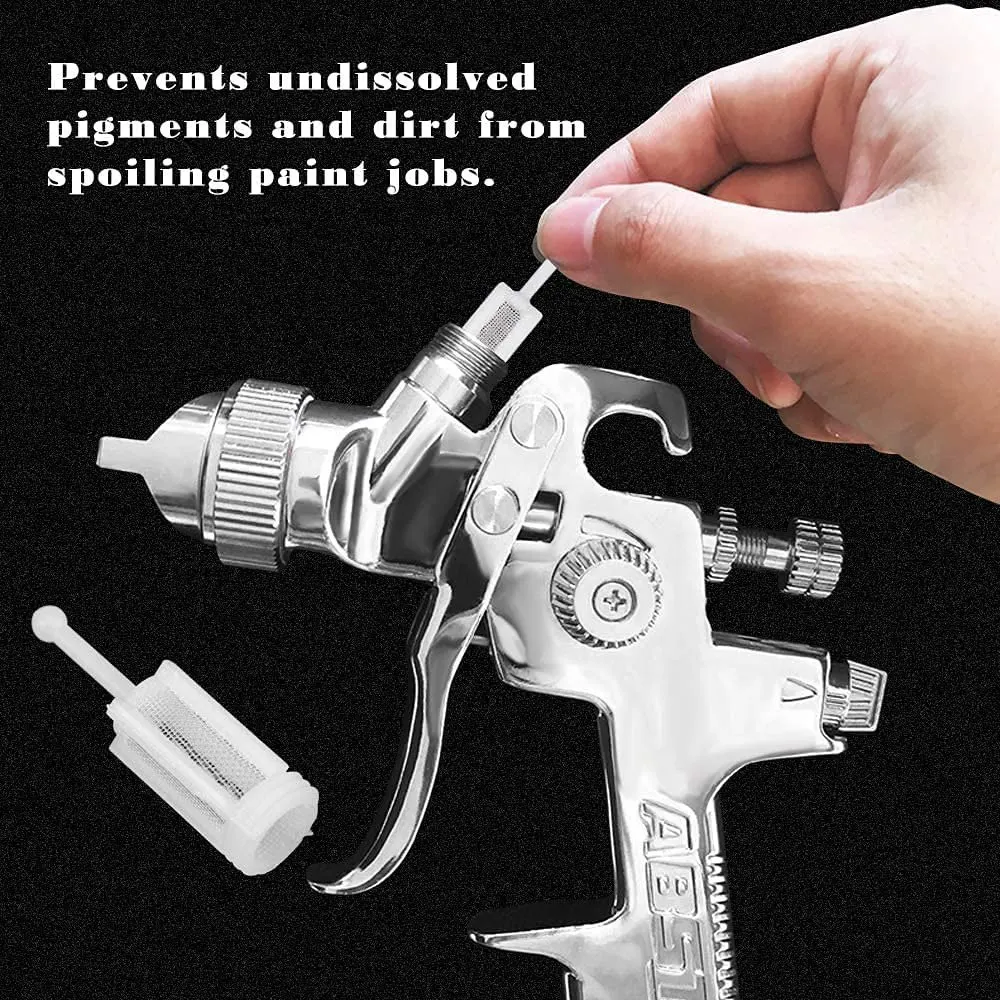 MDAQZ 30Pcs 범용 스프레이 도구 필터 일회용 HVLP 중력 피드 페인트 스트레이너 파인 메쉬, 화이트