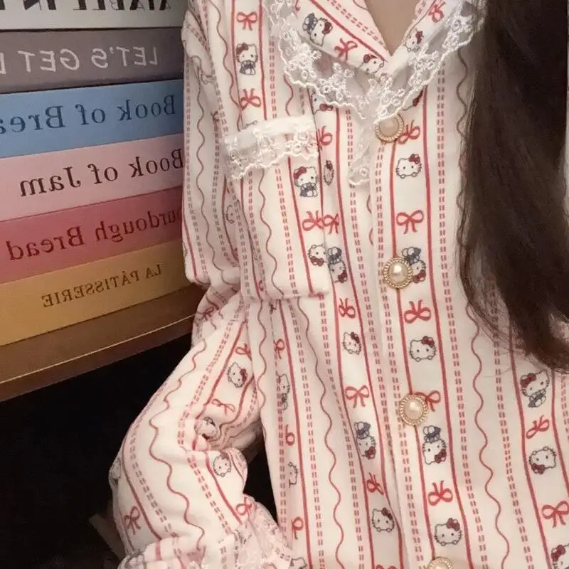 Meisje Loungewear set microvilli hello kitty kawaii Cartoon Student Casual herfst winter revers vest Homewear Pyjama nieuwe Hot