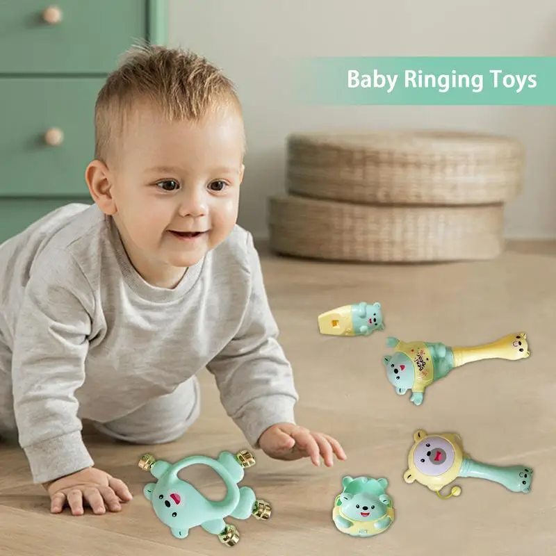 Babies Rattle Toys 5PCS Shake Rattle Learning Music Toy Grab Hand Rattle Learning Music Toy Safe Rattle Set Grab And Shake