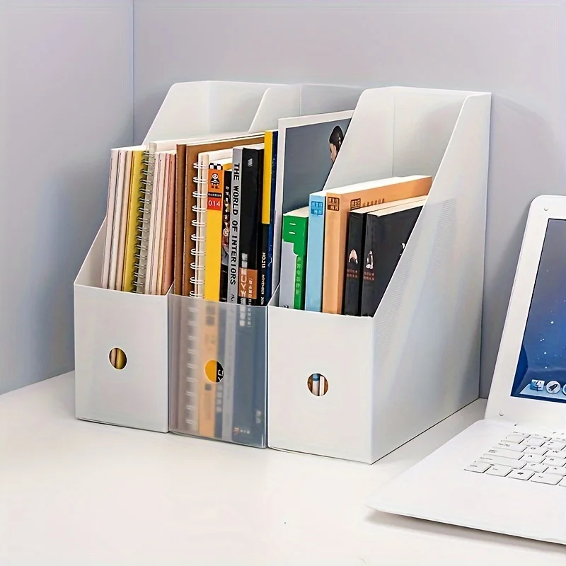 Plastic Multi-Purpose Desk Organizer - Book Stand & File Holder for Office Supplies and Stationery