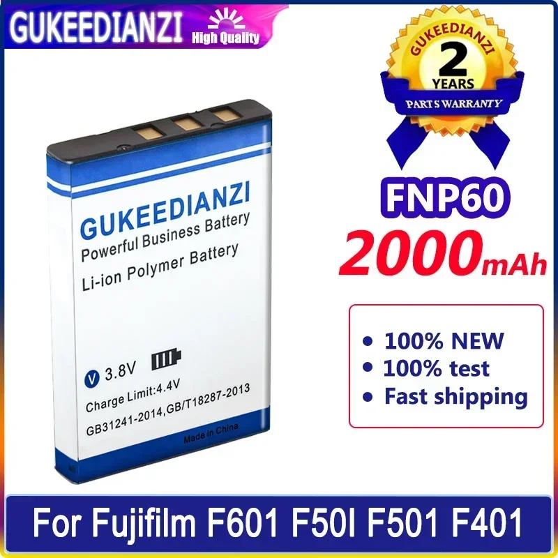 GUKEEDIANZI Battery 2000mAh FNP60 NP60 SLB 1137 1037 K5000 D-Li2 Li-20B CNP-30 For Fujifilm F601 F50I F501 F401 ZOOM F410