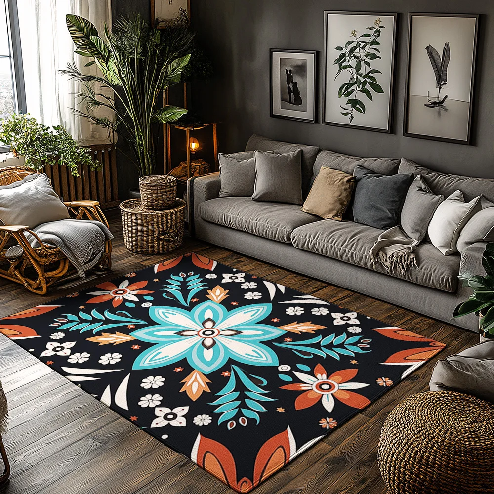 

Unique Bohemian Area Rugs Washable Non Slip Floor Mat Vintage Tribal Pattern Home Decor Living Room Bedroom Carpet Stylish Home