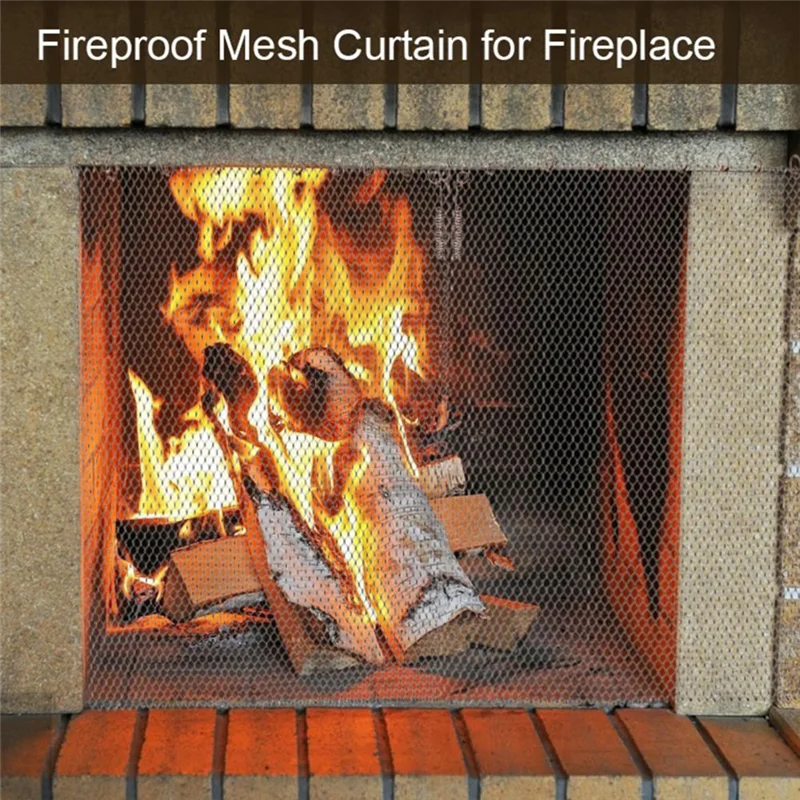 A68P-Fireplace Screen Curtains Prevent Damage To Your Fireplace Carpet Fireplace Screens Fireplace Screen Tools
