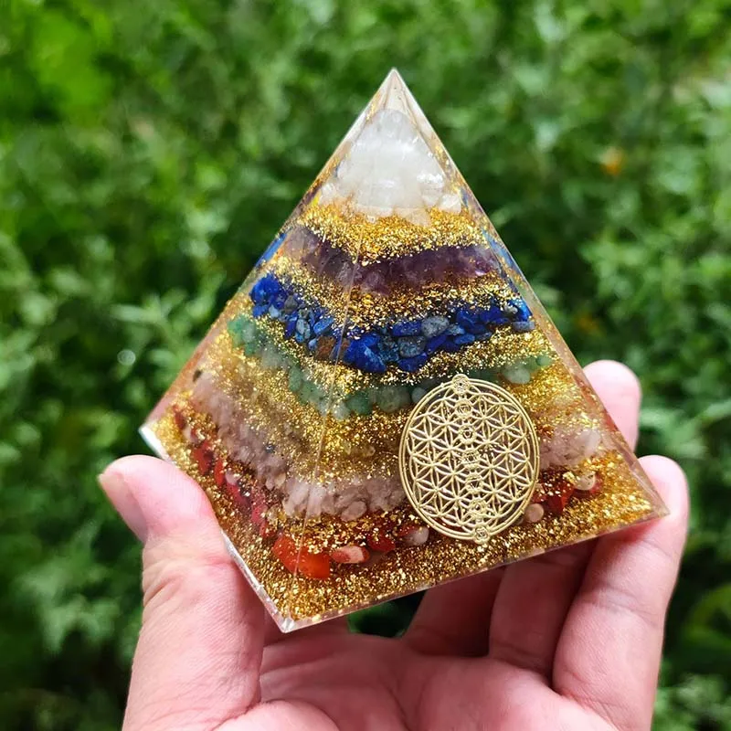 

6cm Natural Stone Orgonite Pyramid Crystals Orgone Energy Generator Healing Reiki Chakra Meditation Ornaments Crafts Home Office