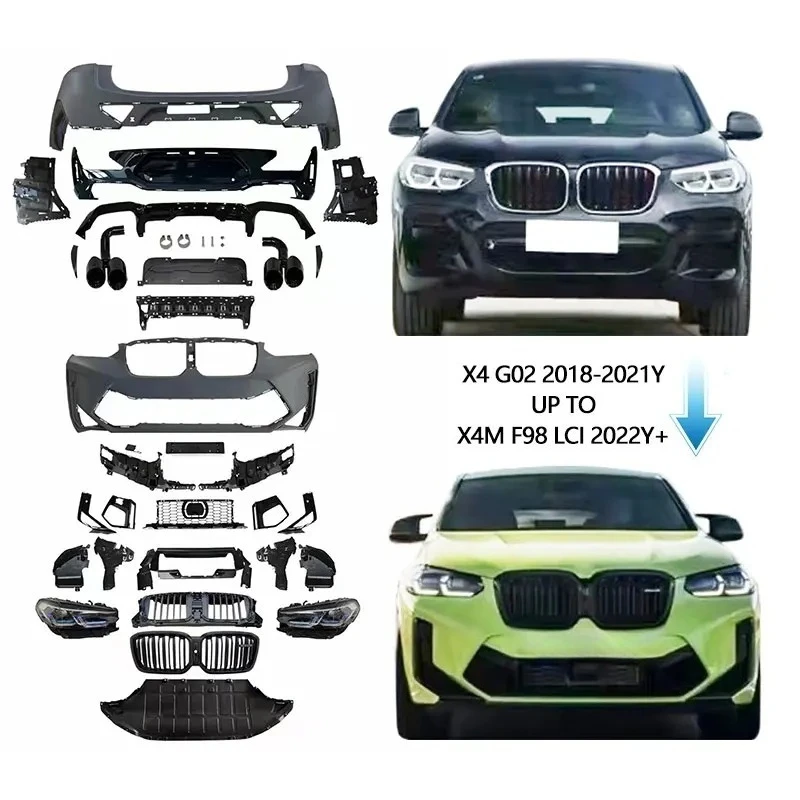 

Upgrade 2018-2021 X4 (G02) to 2022 X4M (F98 LCI) Look: Full Body Kit System, Bumpers, Headlights & Auto Body Parts Accessories