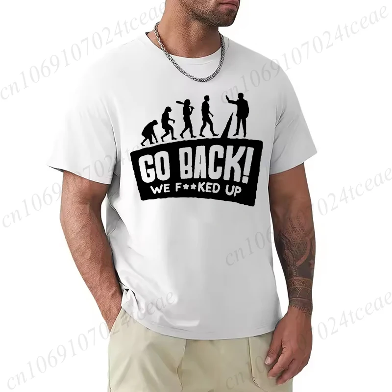 2026NEW Evolution Themed Humor Print Men's T-Shirt Clothing Oversized Humorous Graphic Tee Shirts for Women Tops Tees Hip HopY2K