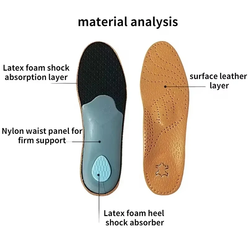 Leather Orthopedic Insole Orthotic Arch Support Instep Flat Foot Shoe Pad Inserts for Feet Men Women Children O/X Leg Correction