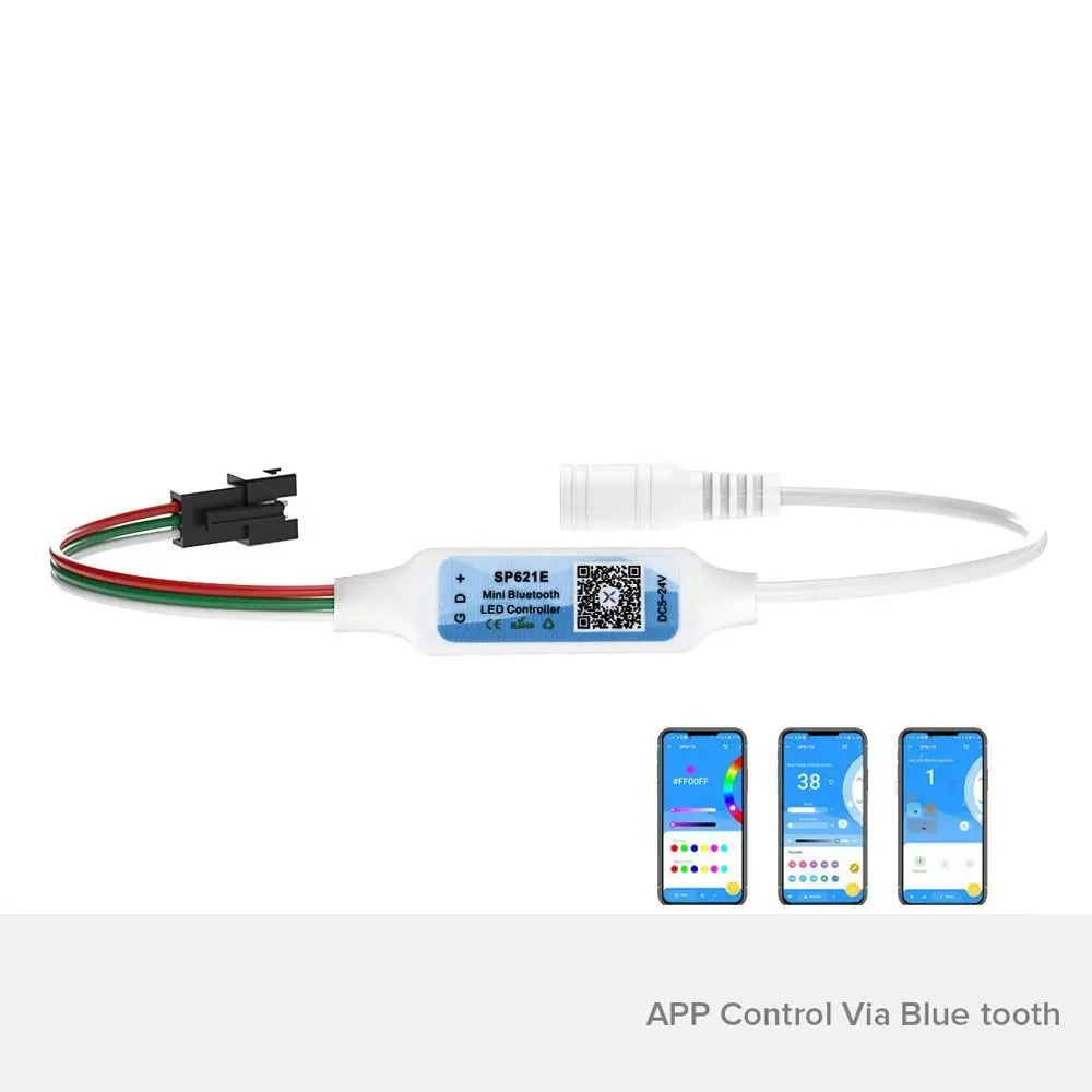 Piexls Music Bluetooth App Controller SP621E DC5-24V Light Controller 3 PIN Addressable for WS2812B WS2811