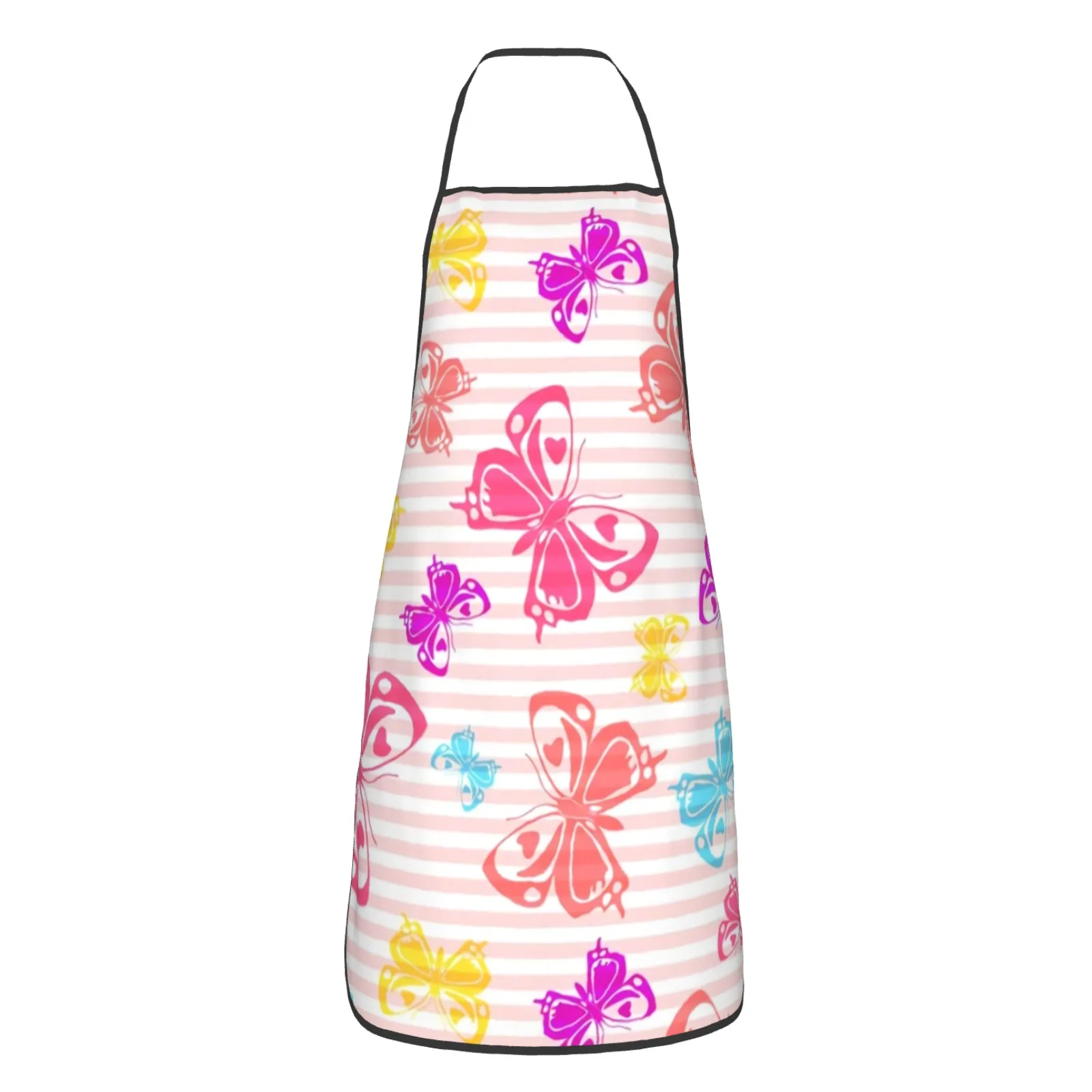 Colorful Polyester locking hem Apron Home Cooking Baking Kitchen Beautiful Apron Butterfly Colorful Flower Colorful Flower