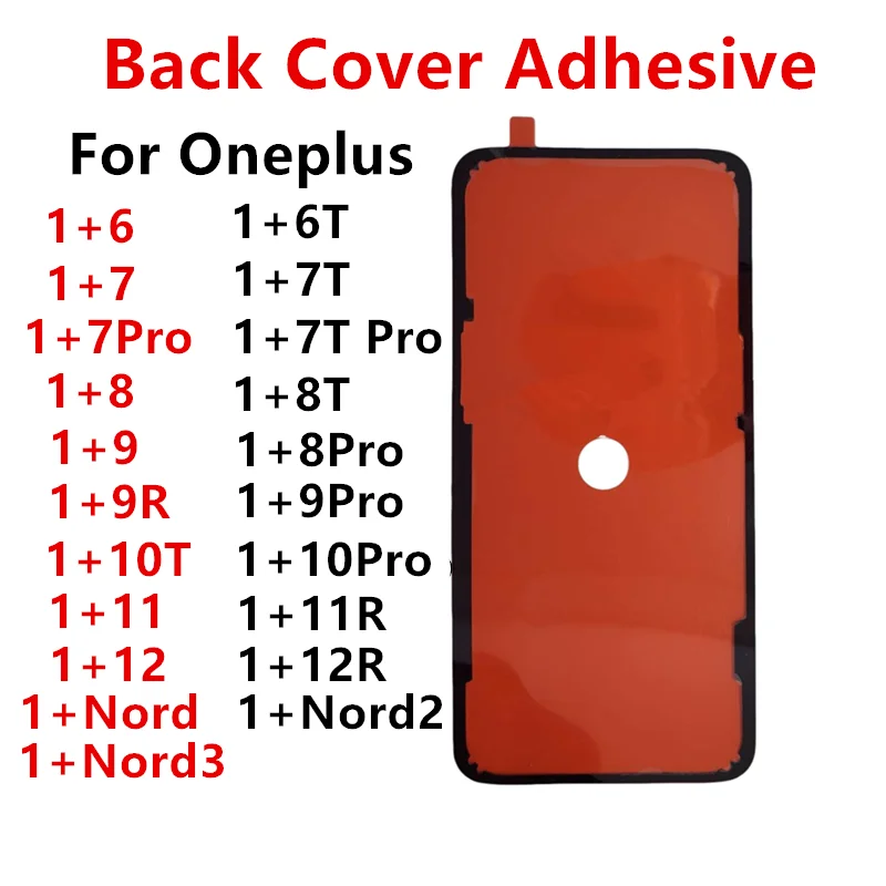 

Клей для крышки аккумулятора Oneplus 12 12R 11 10 Pro 6 6T 7 7T 8 8T 9 9R Nord One Plus, задняя клейкая наклейка, запасная часть заднего корпуса