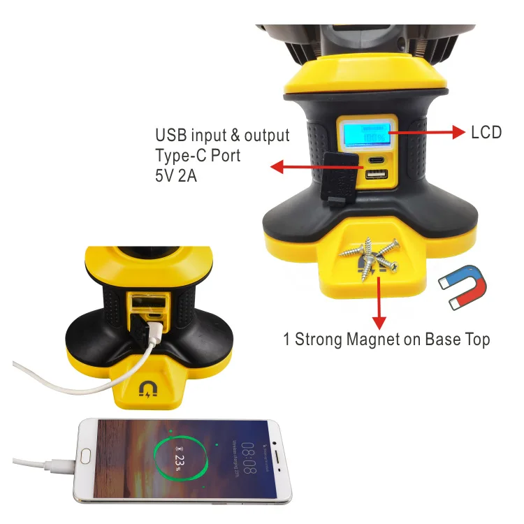 Immagine 4: Lampada da lavoro per manutenzione, lampada da lavoro a ricarica magnetica, luce di riparazione automatica ruotabile