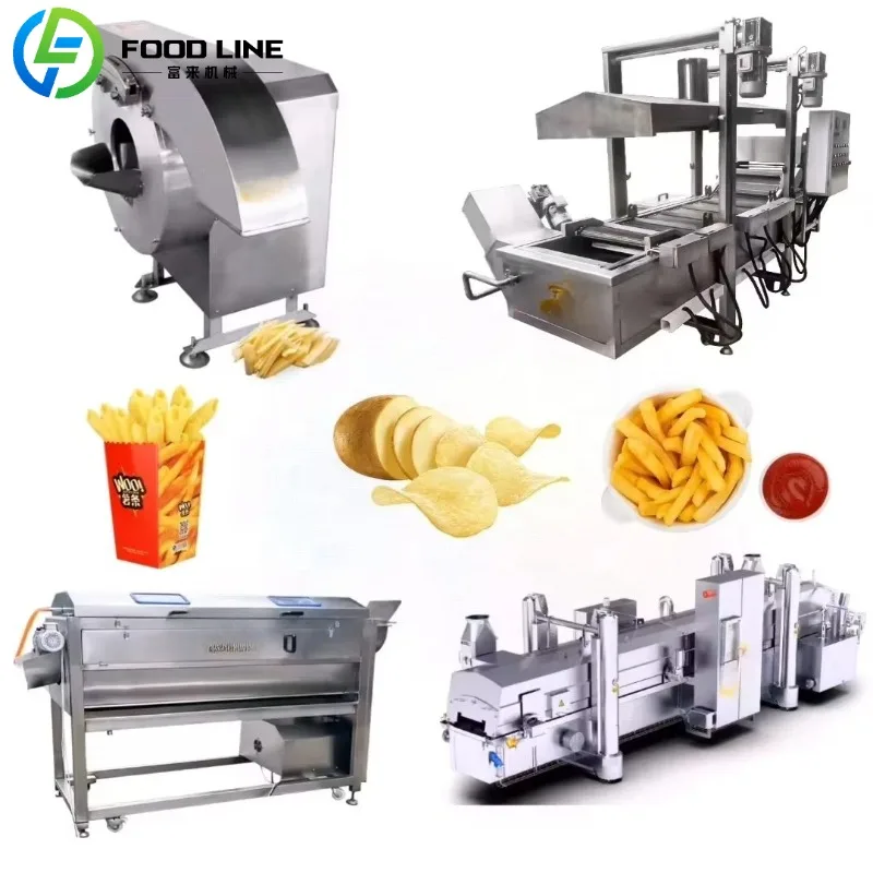 Frozen French Fries Machinery 100kgh Semi Automatic French Fried Production Line Frozen French Fries Production Line