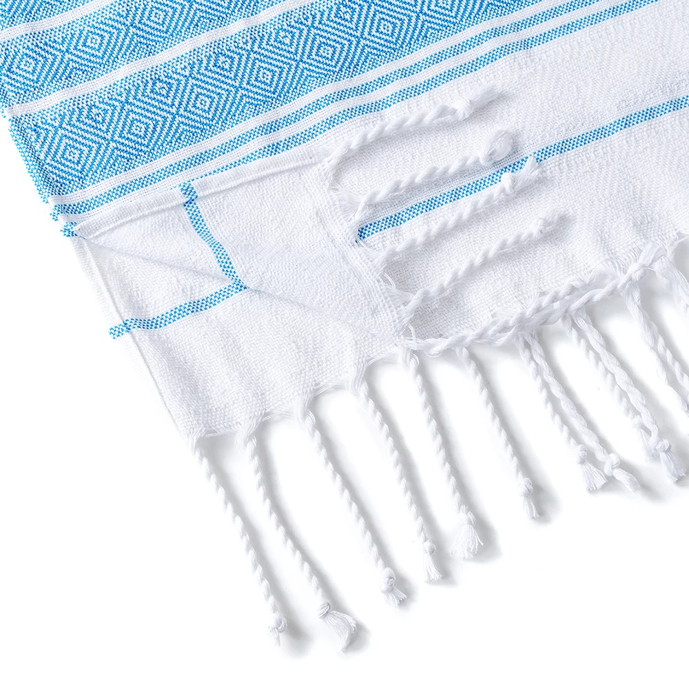 Wearable Turkish diamond plaid beach towel sandproof and quick-drying 100% cotton surf poncho bathrobe hooded wetsuit change of view 5