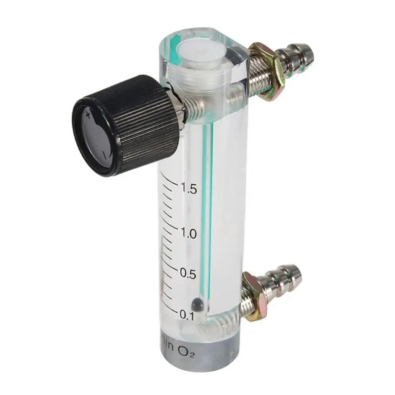 Oxygen Air Flow Meter 0-1.5LPM / Gas Flowmeter with Metal Connector for Oxygen Air Gas Conectrator Industrial Situations