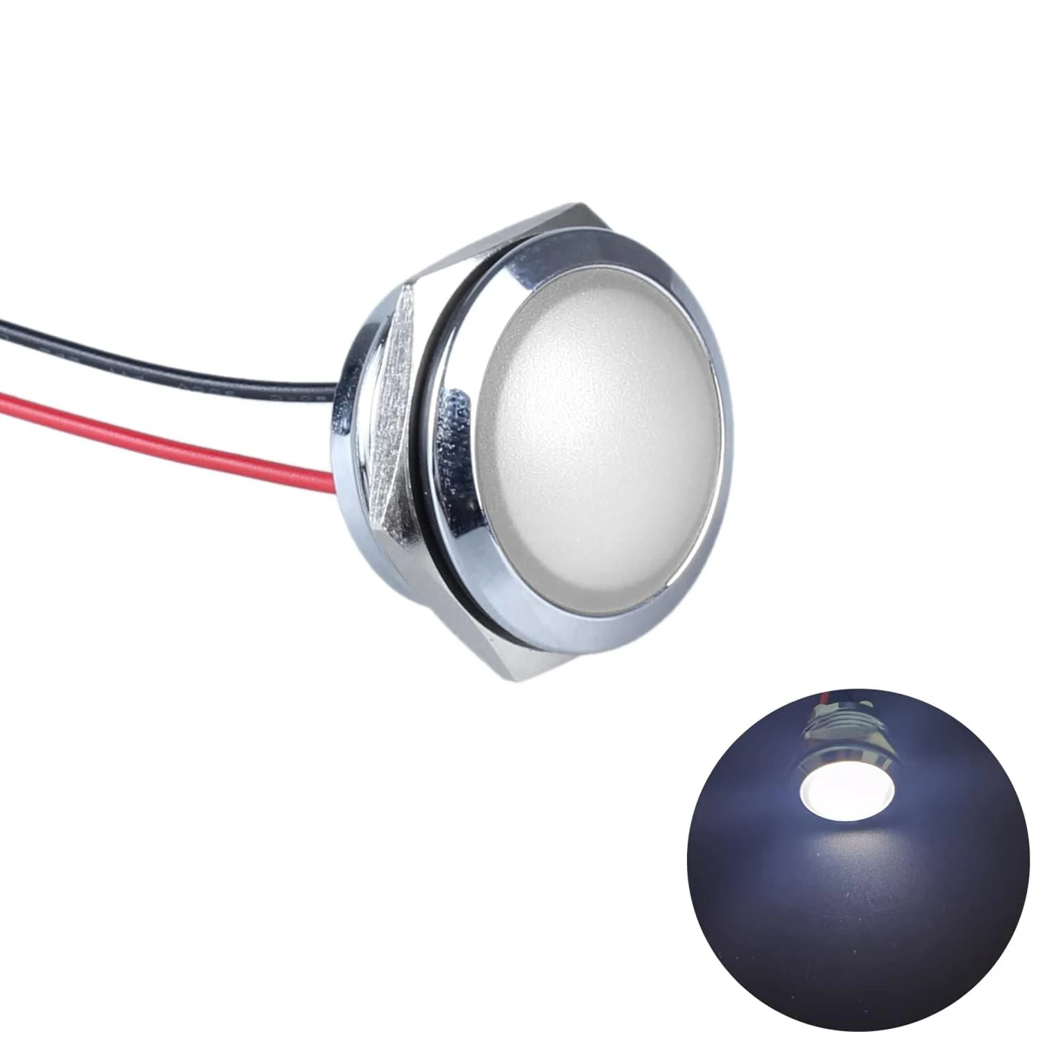 ABILKEEN 10PCS 22MM Domed LED Plot Lamp High Brightness LED Illuminated Metal Indicator Light AC/DC 3-6V 12-24V 110-220V