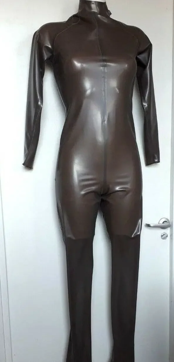 

Latex Rubber CATSUIT CAT SUIT UNISEX TV XS S M L XL XXL metallic platinum