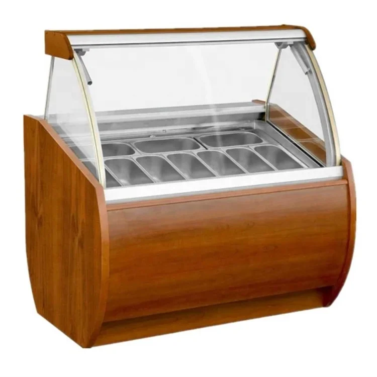 10 Pans Auto Defrosting Cheap Ice Cream Display Freezer Commercial Acrylic Display Fridge Showcase