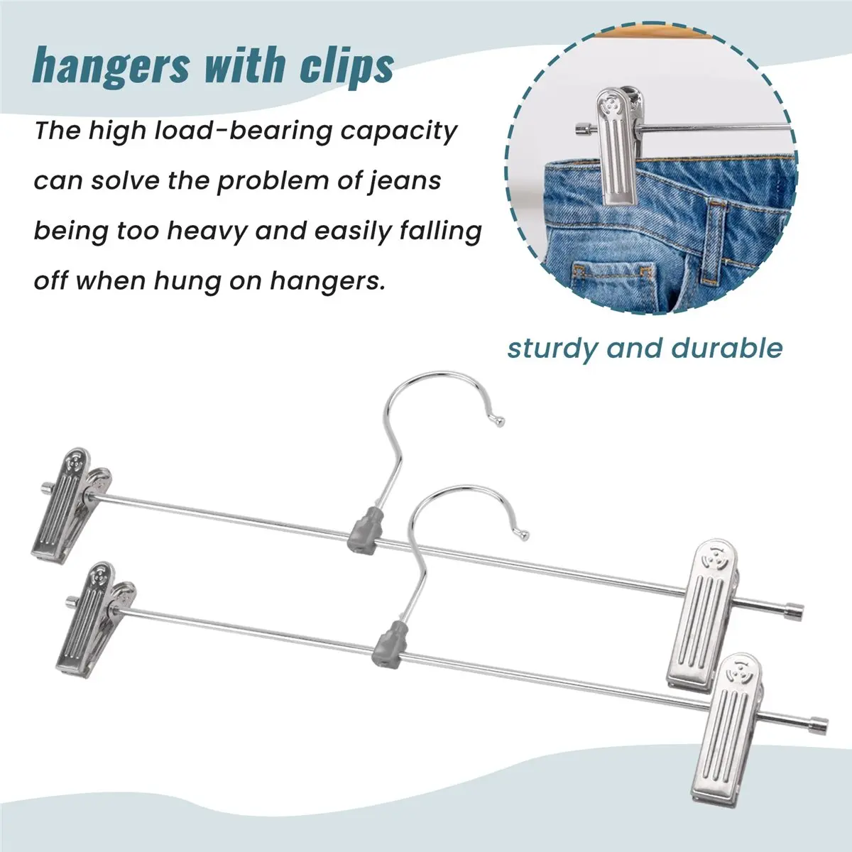 ABFS Pant Hangers,Skirt Hangers with Clips Space Saving,Adjustable Clips Hangers Clothes Hangers for Pants 10 Pack