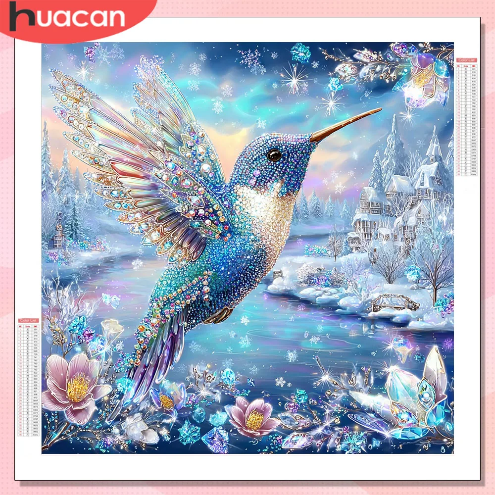 HUACAN Diamantmalerei Vollflächig Vorgefertigt Vogel Tier Diamantmosaik Neuheit 2026 Rosenblüten Wanddekoration Handarbeiten