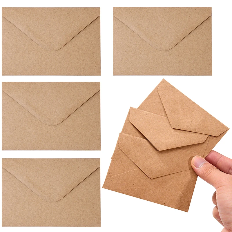 25-50PCS/Set Kraft Paper Envelopes 10.5x7cm Size Retro Style Envelope Package Props Perfect for DIY Greeting Card Invitation ZYF