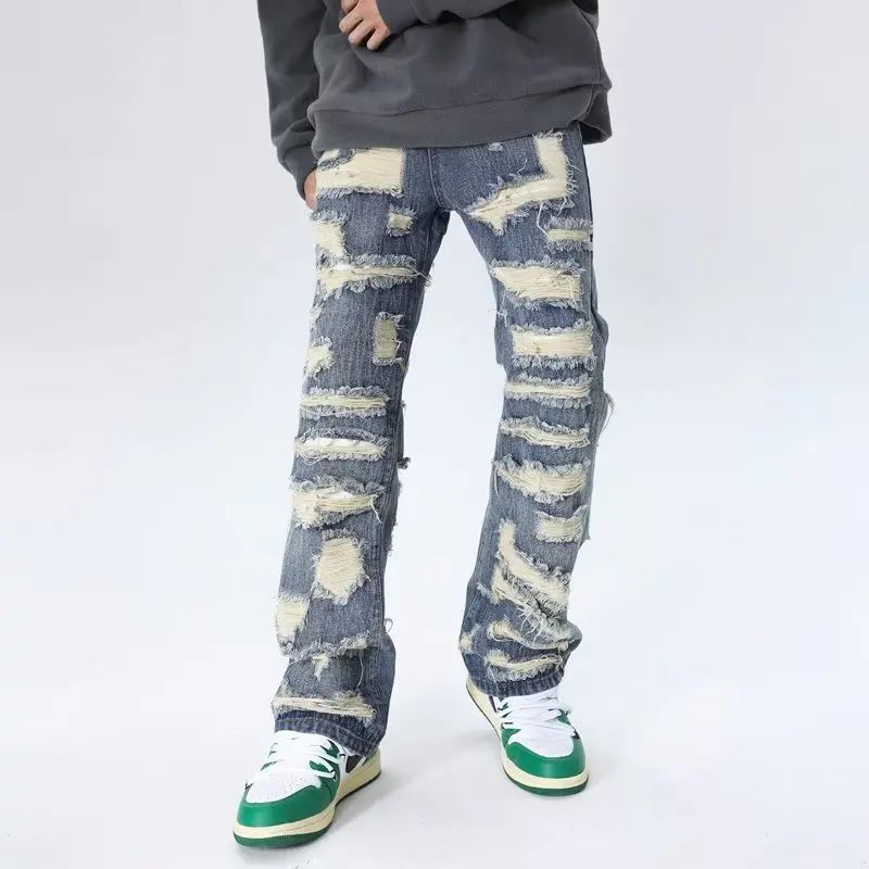 2023 Ropa Grunge Y2K Streetwear Baggy Stacked Ripped Jeans Pants Men Clothing Straight Women Hip Hop Denim Trousers Moda Hombre