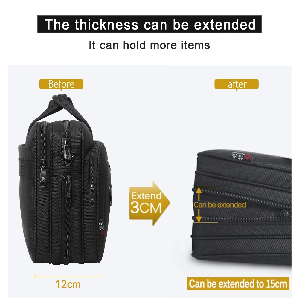 Maleta de negócios impermeável masculina, grande capacidade, 15.6 Polegada Laptop Bag, bolsa de trabalho, bolsa de escritório oficial, bolsa de lona