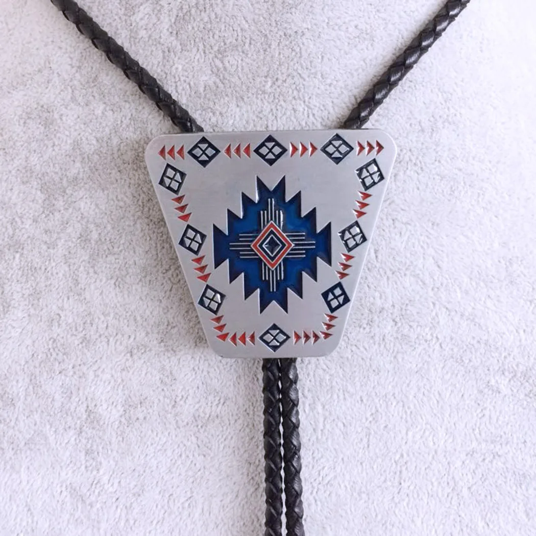 Antique Silver Enamel Western Bolo Tie also Stock in the US BOLOTIE-003 Free Shipping