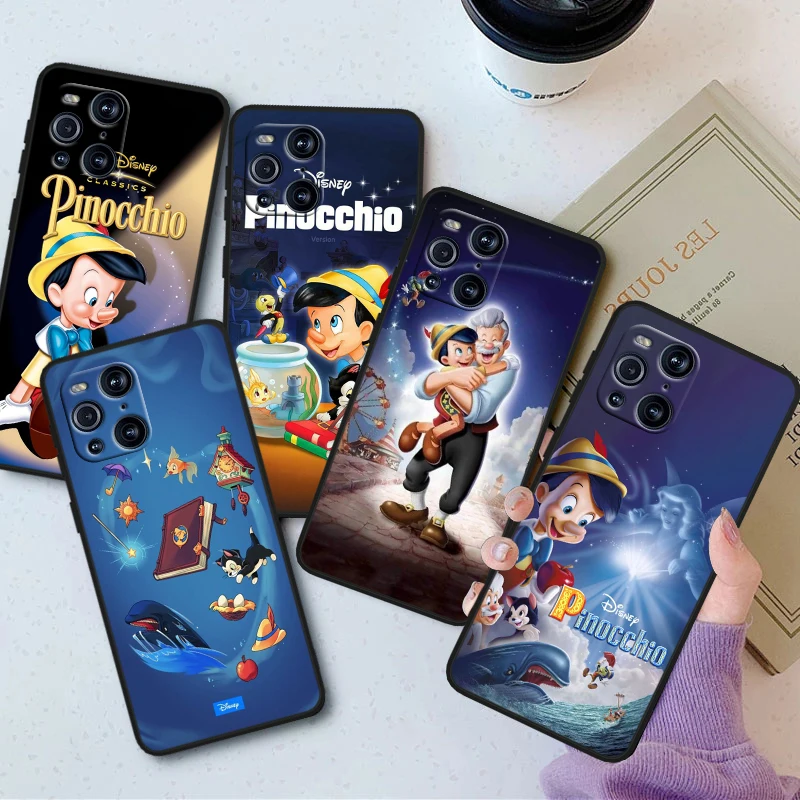 Disney Pinocchio Cute For OPPO Find X6 X5 X3 X2 F21S F21 Pro Lite Neo Black Silicone Fundas Soft Phone Case