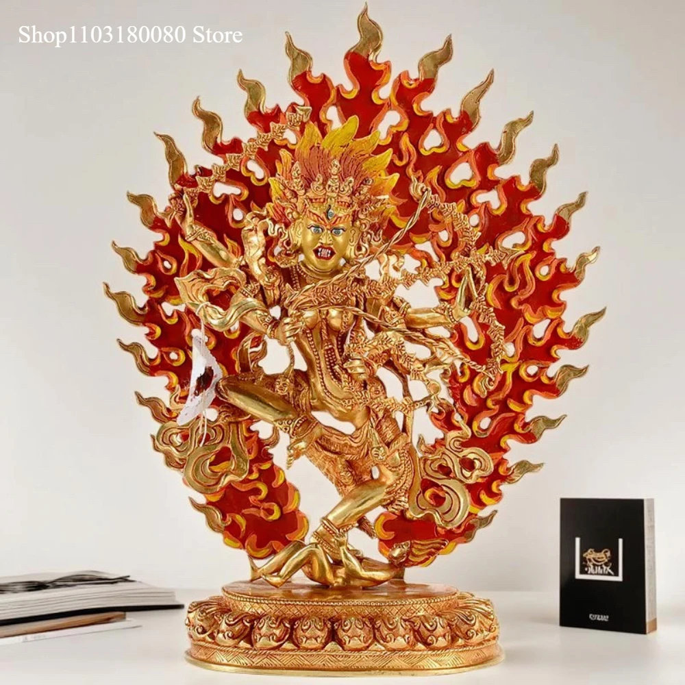 37cm Nepal Hand Painting Copper Kurukulle Buddha statue gilding Tibet Red Tara sculpture