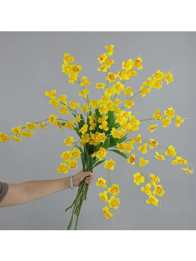 10 Stück Künstliche Narzissen-Seidenblumen Hochzeitsstrauß Kunstblumen Heimdekoration Tanzende Orchideen Party Tisch Blumenarrangement – Detail 6