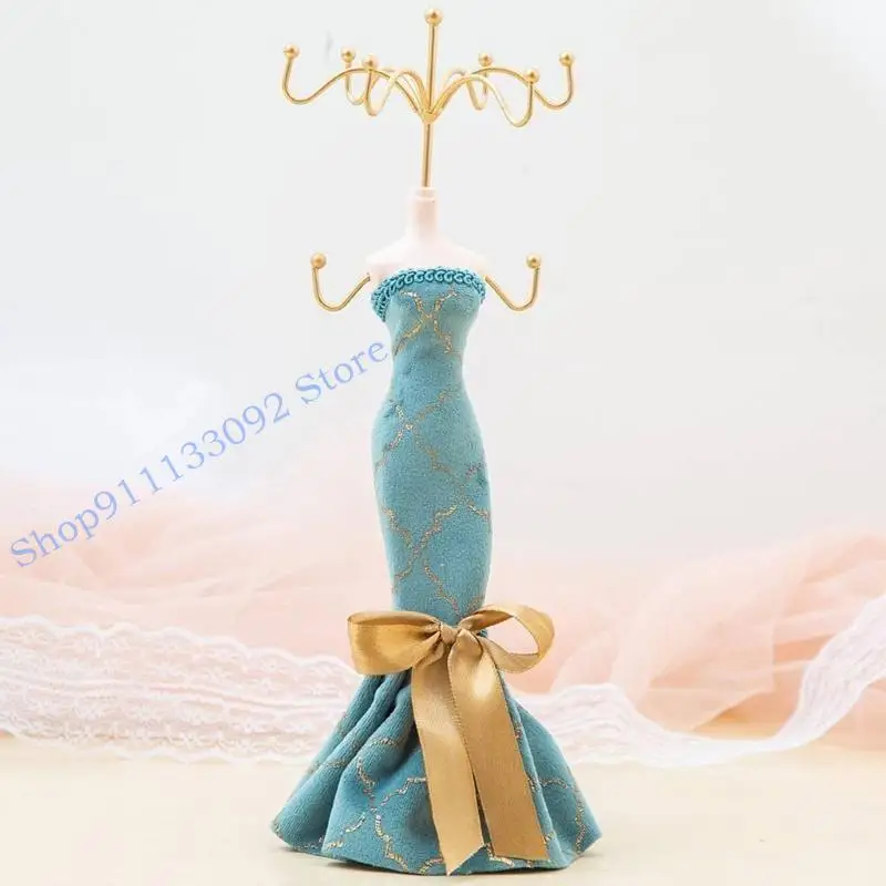 

H9ED Stylish Jewelry Holder Blue Princess Design Earring Stand Organizers For Women Girls Dressing Table Décors Storage
