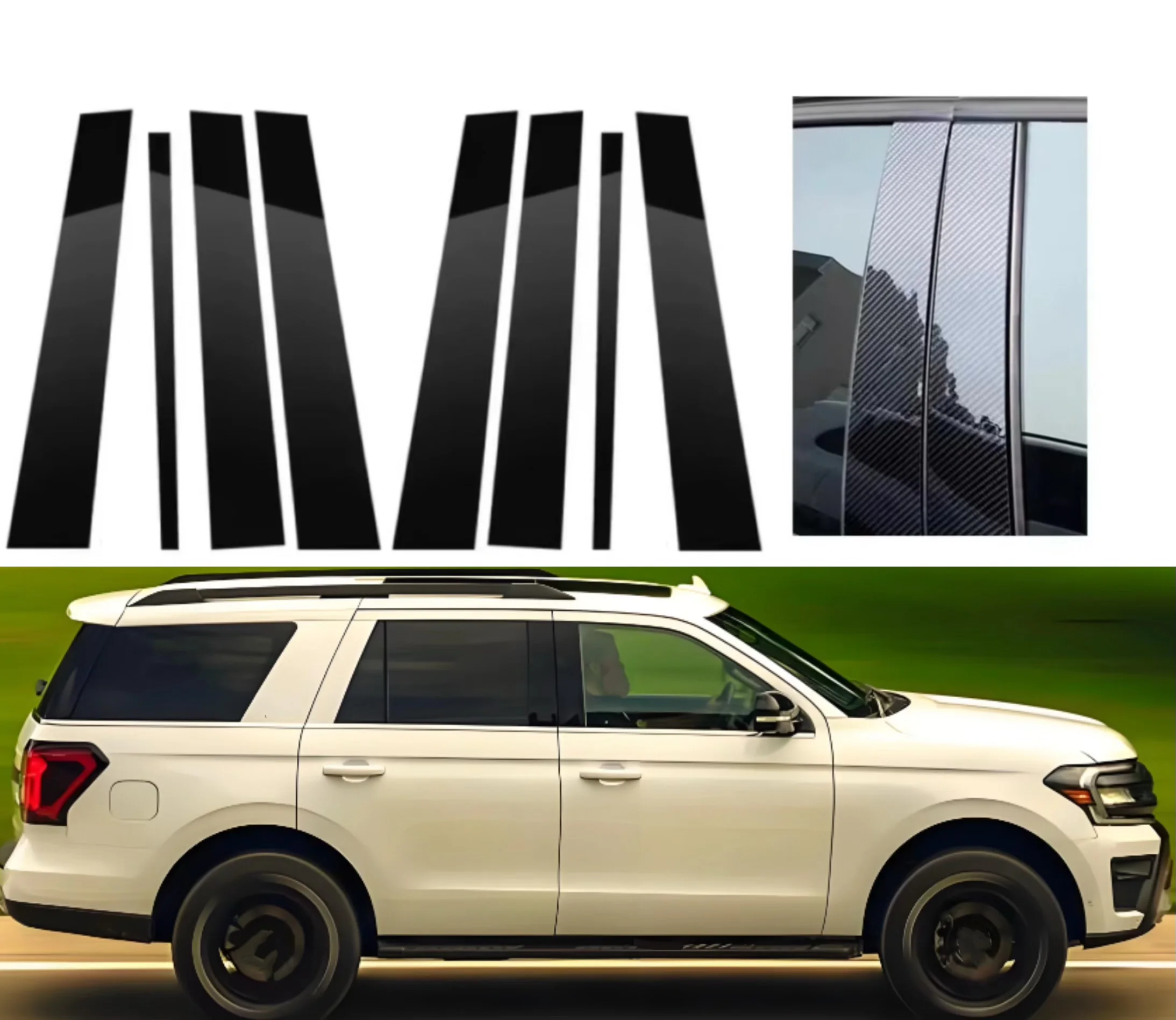 

Gloss Black Pillar Post Fit For Lincoln Navigator/Ford Expedition 1997-2017 Window Column BC Mirror Effect Cover Trim Stickers