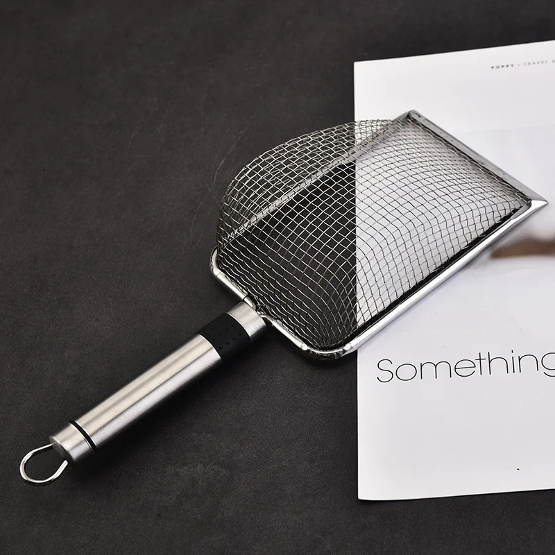 OUWO Paletta per lettiera per gatti in acciaio inossidabile Strumento per la pulizia degli animali domestici Paletta per lettiera per gatti in metallo Manico durevole in acciaio inossidabile Pala per cacca per animali domestici