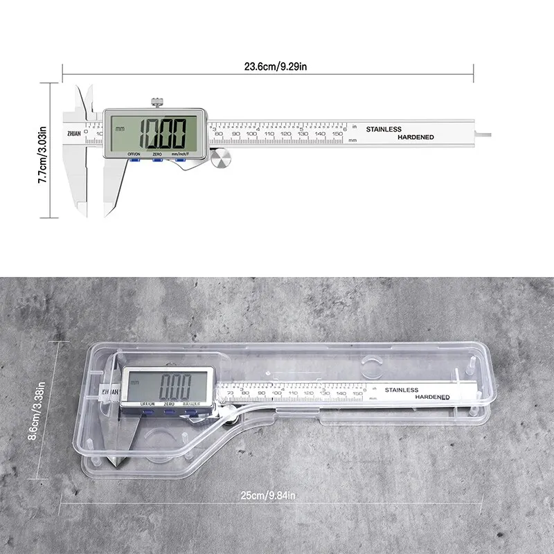 AIRAJ Digital DisplayStainless Steel High Precision Waterproof Electronic Vernier Caliper Micrometer Measuring Tool