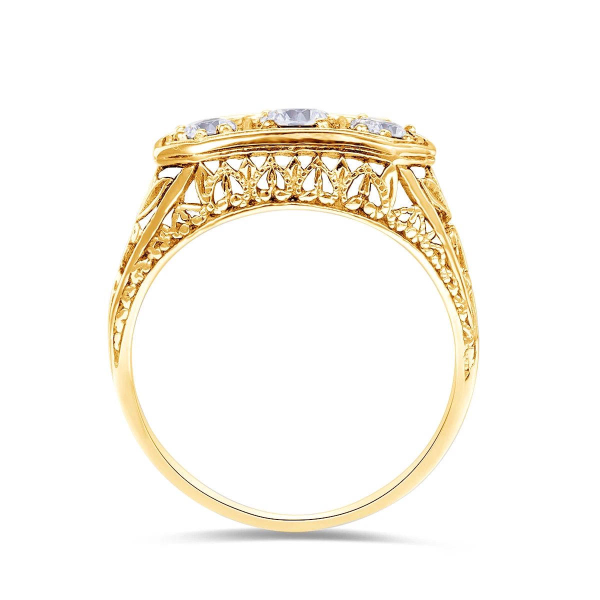 18K Farbiger 3-Stein-Moissanit-Ring für Damen, Massives 925er Silber, Hochzeitsring, zertifizierter vergoldeter Schmuck für Verlobungen – Detail 4