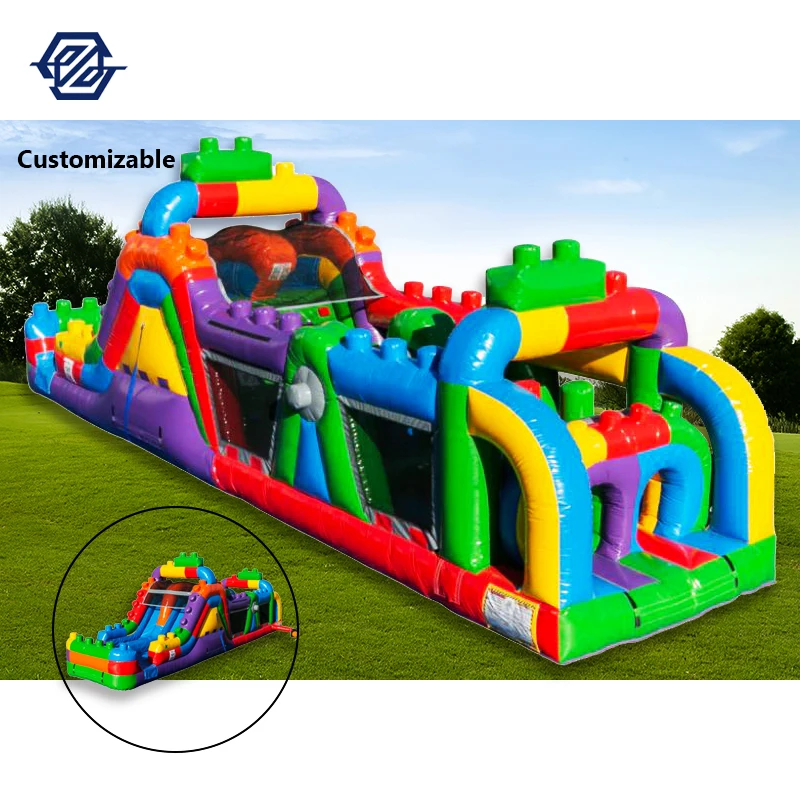 Commercial Inflatable Obstacle Course PVC Blocks Trampolines Game Club Playground Kids Jumping Bounce House Bouncy Slide Castle
