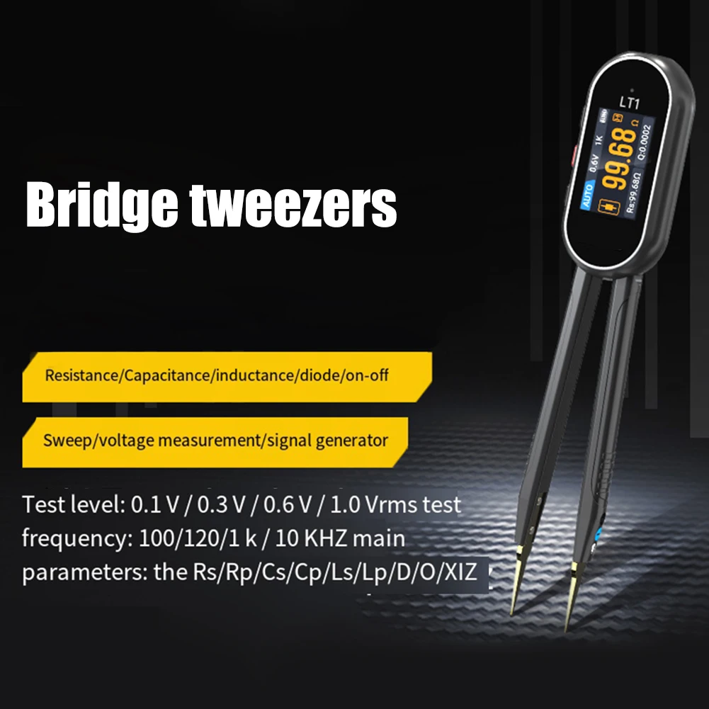 

Пинцет LT1 Mini Smarts LCR Meter, измеритель ERP ESR, инструмент для проверки цифрового сопротивления, емкости, индуктивности и непрерывности диода
