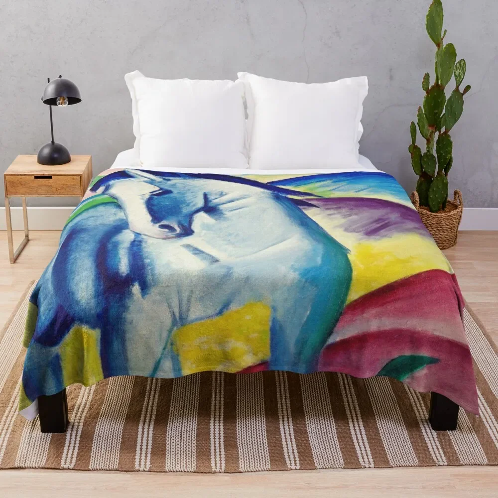 

Franz Marc - Blue Horse Throw Blanket Polar Cute Plaid Bed covers Luxury Throw Blankets