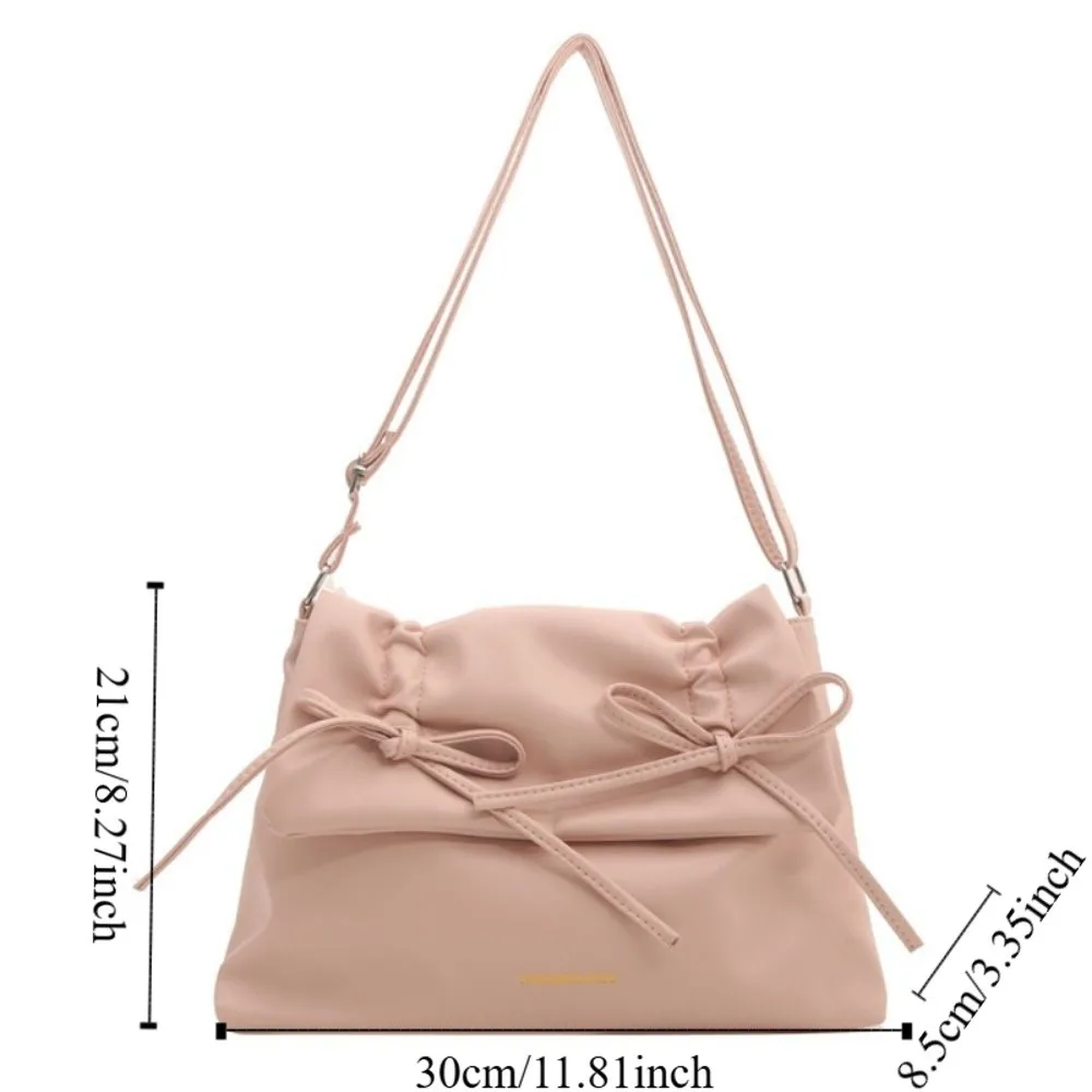 بسيطة حلوة بولي Leather حقيبة كتف جلدية مطوي سعة كبيرة Y2K القوس حقيبة تحت الإبط النمط الفرنسي حقيبة يد الصلبة حمل حقيبة المرأة