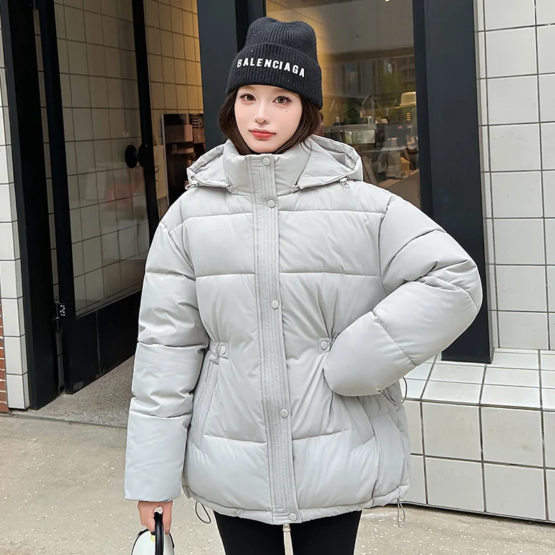 

2026 Parkas Women Winter Down Cotton Jacket Korean Loose Hooded Mid Long Thick Warm Bread Cotton Clothes Coat Female Outerwear