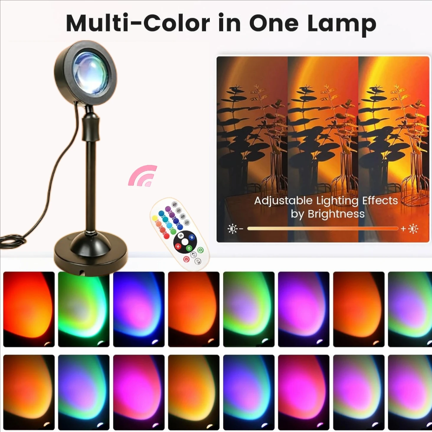 Projecteur LED USB veilleuse RGB coucher de soleil atmosphère veilleuse, avec télécommande, utilisé pour la photographie de décoration de pièce