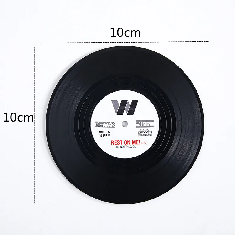 Topfinel Vinyl Record Table Mats 6 pcs Drink Coaster Table Placemats Heat-resistant Nonslip Pads Home Decor Creative Cup Coaster