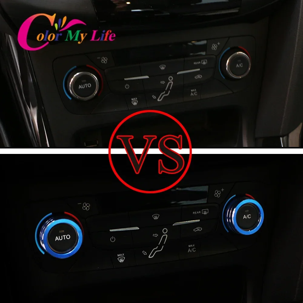 1Set Car AC Heat Control Switch Knob Ring Cover for Ford Focus 3 MK3 2015 2016 2017 2018 Sedan ST Accessories