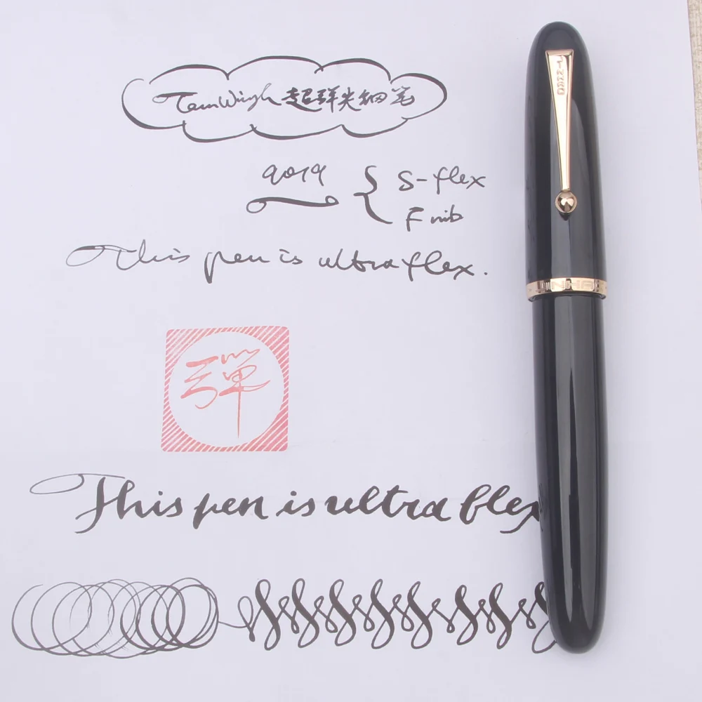 jinhao-9019-penna-stilografica-super-rlastic-flex-nib-nero-trasparente-verde-flexi-pennino-penna-floreale-gotica-rotonda-morbidezza-flexare