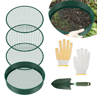 Metal Soil Sieve Gardening Sifter Filter Mesh Set Detachable Easy to Clean Interchangeable Riddle Sieve With Shovel and Rake
